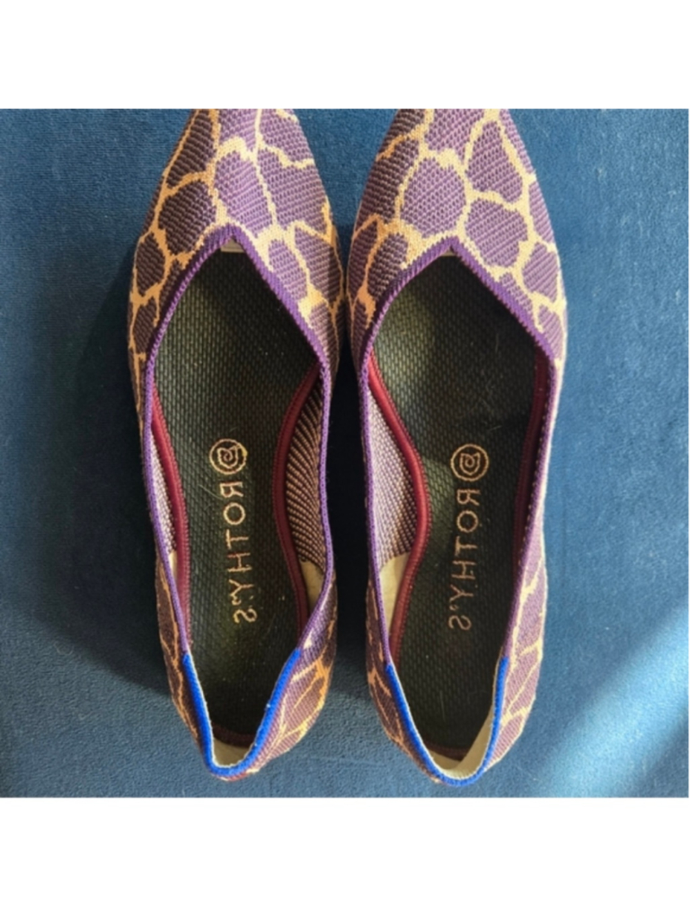 Women's Rothy's Flats Loafers Purple Beige Animal Print size 10